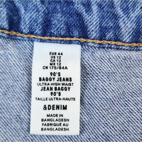 💜H&M Blue 90's Baggy Ultra High Waist Jeans Size 12/31 - Picture 11 of 12
